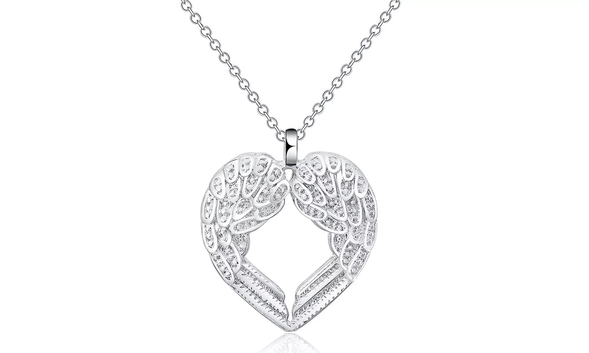Angel Wings Heart Pendant Necklace - Primary Image