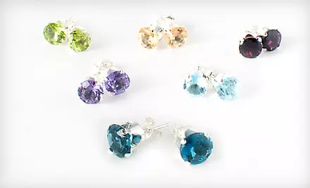 $19 for Sterling Silver Two-Carat Gemstone Earrings ($79.99 Value). Six Stones Available. Shipping Included. - Primary Image