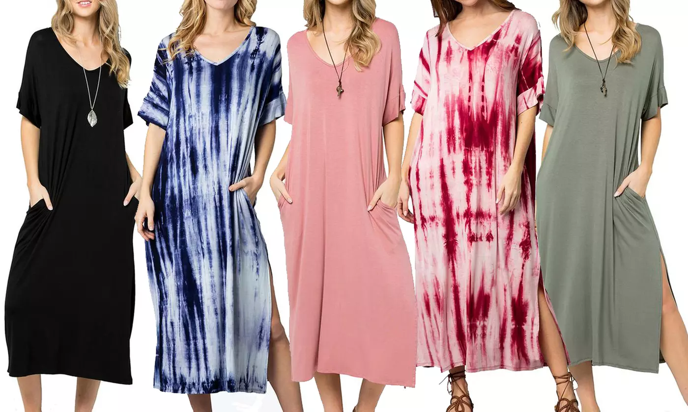 Acting Pro Women's Tie Dye or Solid Maxi Dress. Plus Sizes Available. - Primary Image