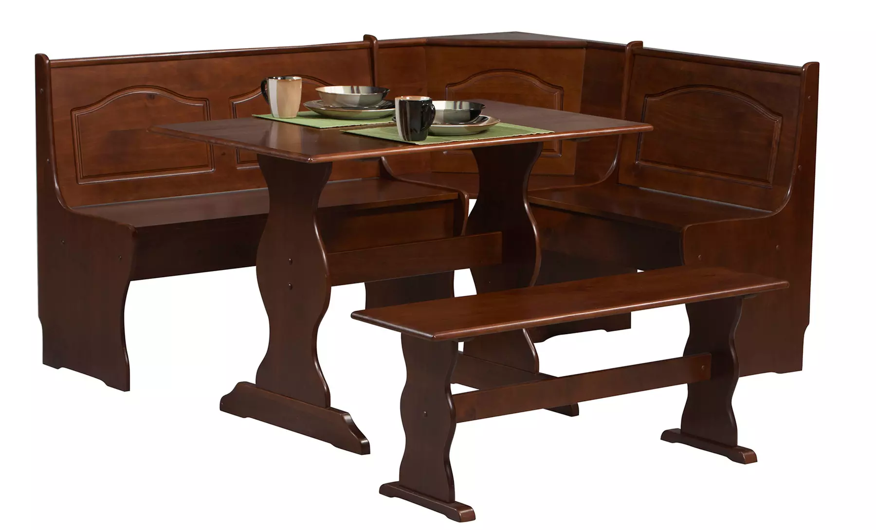 Linon Chelsea Breakfast Nook with Walnut Finish - Second Medium