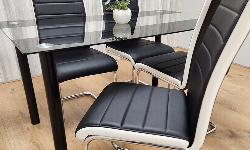 Image 4: Glass Dining Table Set with Chair Options