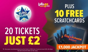 Get 20 EuroMillions Tickets for £2* + 10 Free Scratchcards