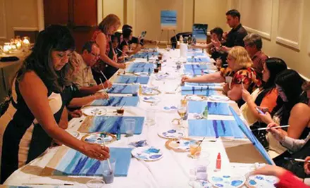 Painting Class with Wine and Appetizers or Private Party from Canvas, Paint and Wine, Oh My! (Up to 55% Off) - Primary Image