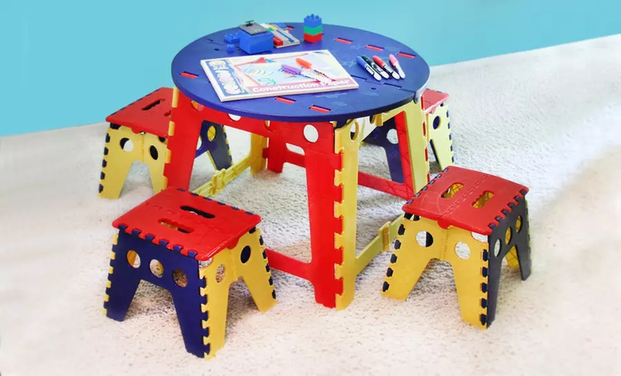5-Piece Kids' Folding Table and Chair Set. Free Returns. - Primary Image