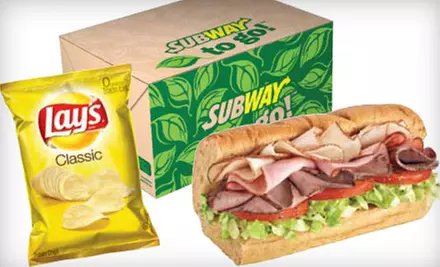10 Boxed Lunches with a 6-Inch Sandwich, Chips, and Cookie with Option for Bottled Drink at Subway (Up to 49% Off) - Primary Image