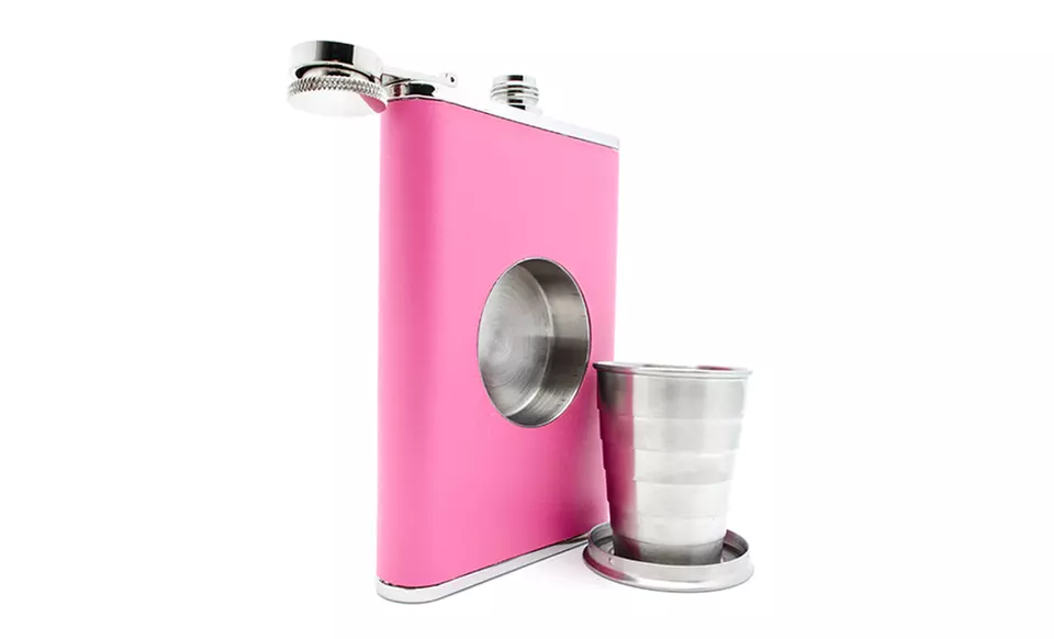 Shot Flask with Built-In Collapsible Shot Glass. Multiple Colors Available. Free Returns. - Second Medium