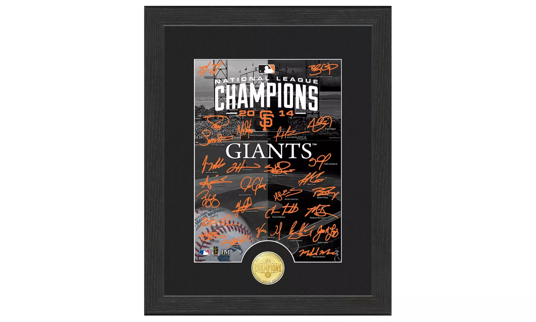 San Francisco Giants 2014 National League Champions Framed 12"x15" Photo and Bronze Coin Mint - Primary Image