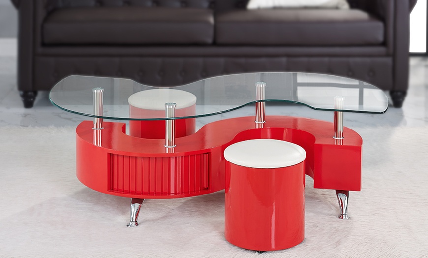 Image 5: S-Shaped Coffee Table and Stools