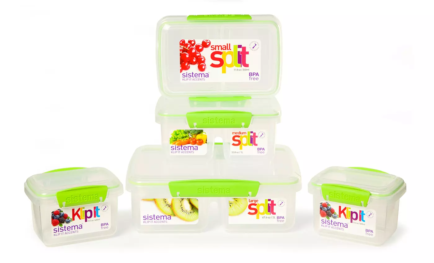 Sistema 5-Piece Split Food-Container Set. Multiple Colors Available. Free Returns. - Second Medium