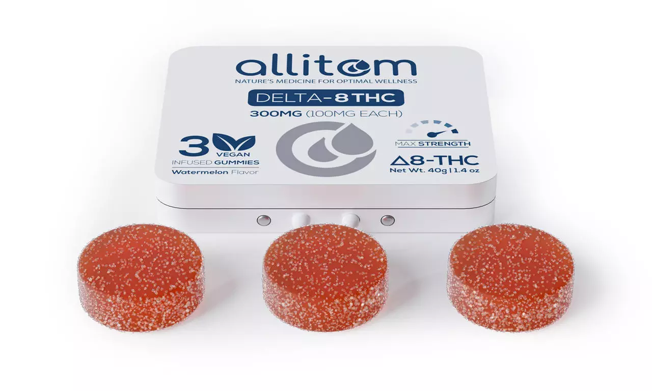 allitom High-Potency Delta-8 Vegan Gummies (100mg Each, 300mg Total) - Voucher to Redeem - Primary Image
