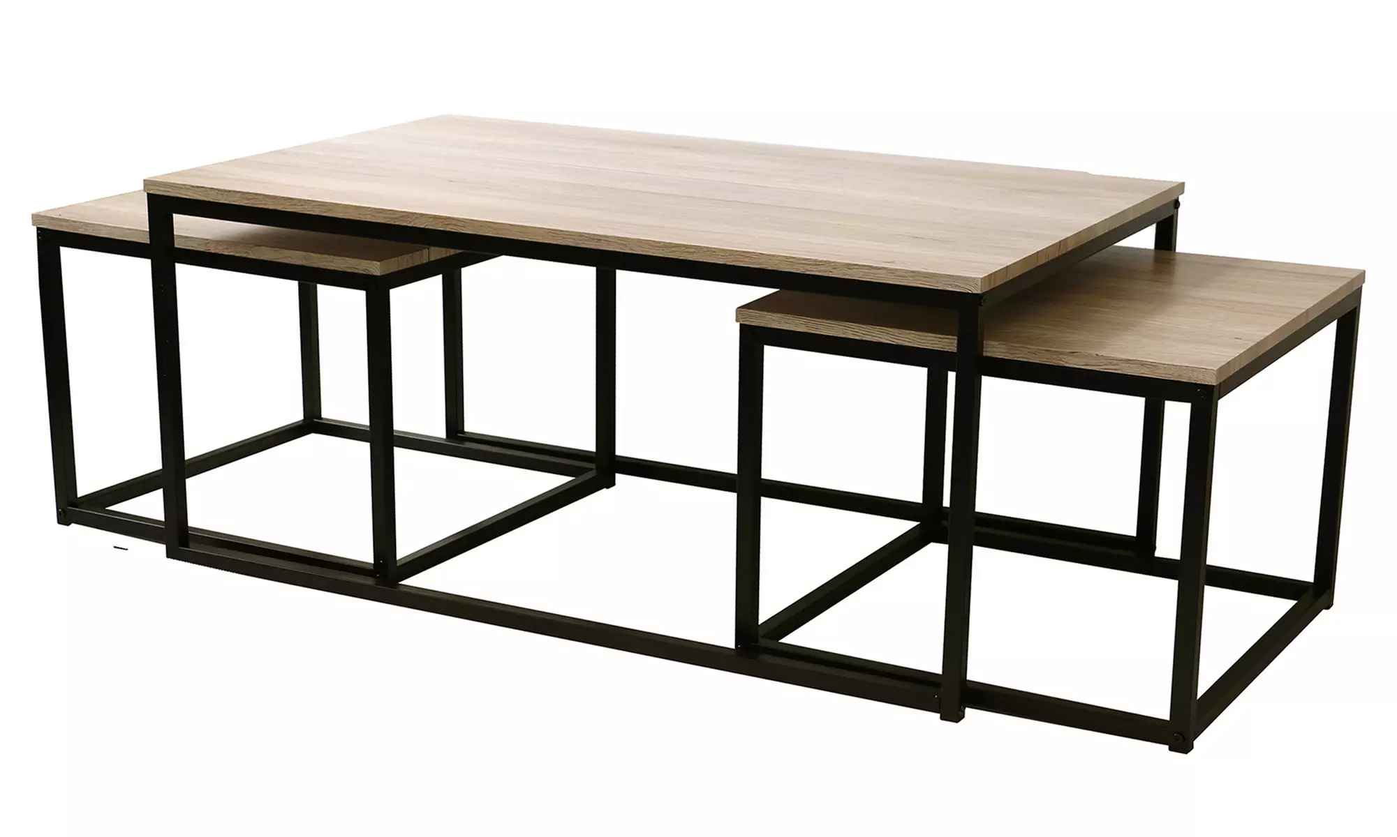 Set de 3 tables basses en bois et metal - Image 2