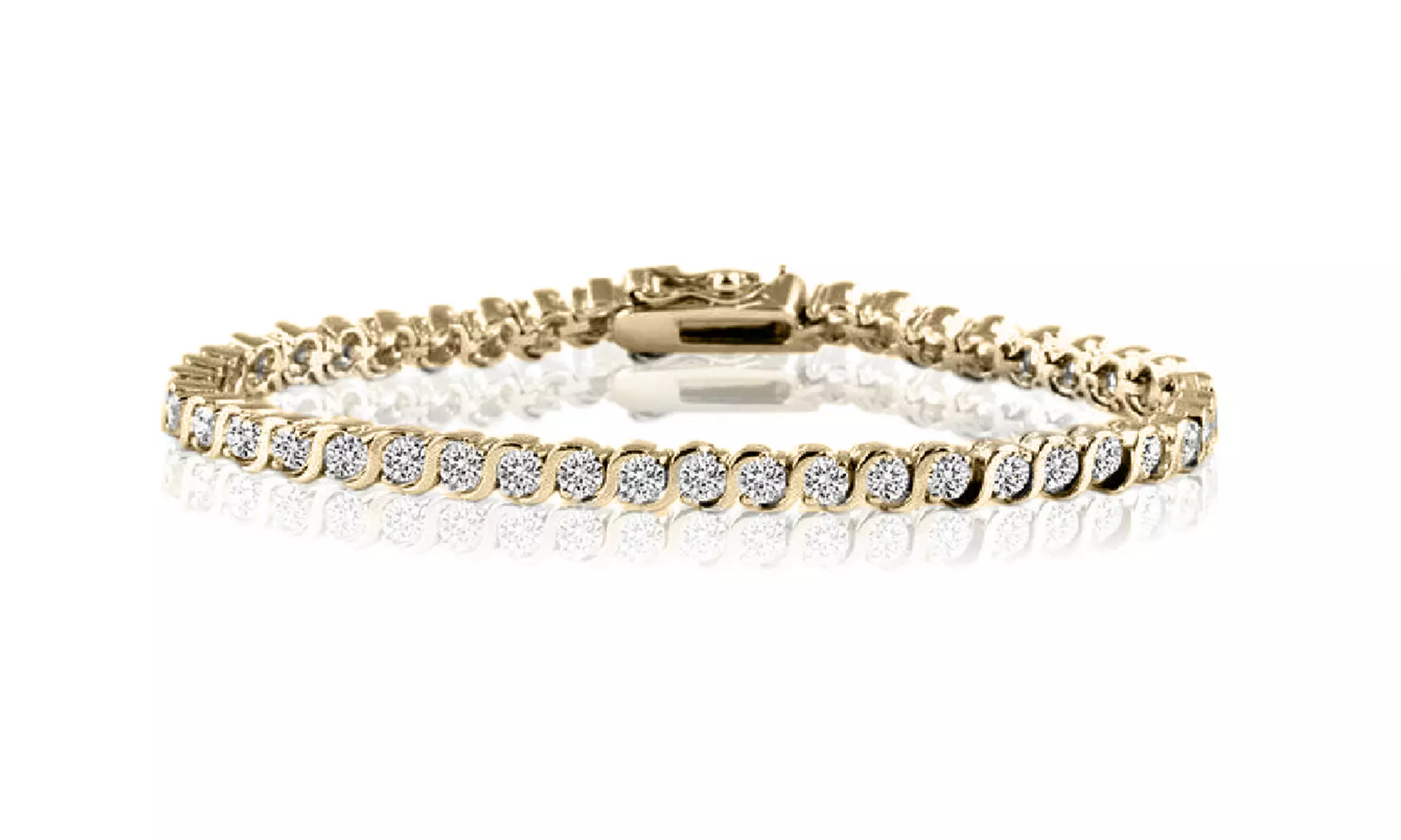 1/4 CTTW Diamond Tennis Bracelet in 18K White or Yellow Gold Plating - Second Medium
