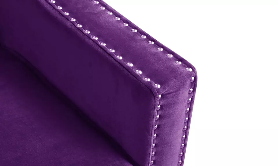 Camero Velvet-Upholstered Swoop-Arm Sofa with Silver Nailhead Trim - Second Medium