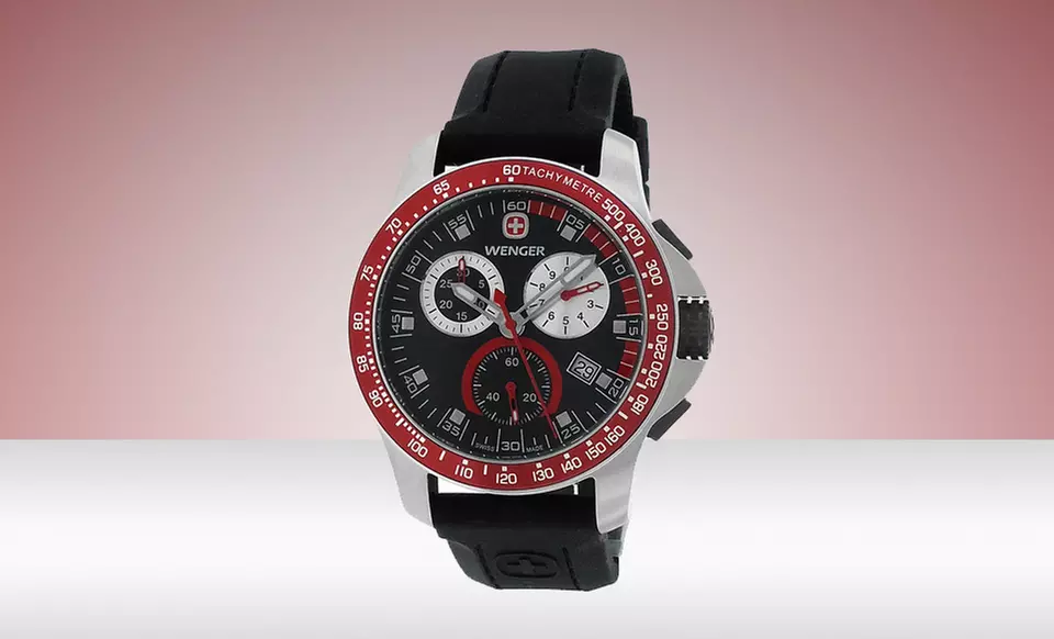 $149.99 for a Wenger Men's Battalion Watch in Black/Red ($375 List Price). Free Shipping and Returns. - Primary Image