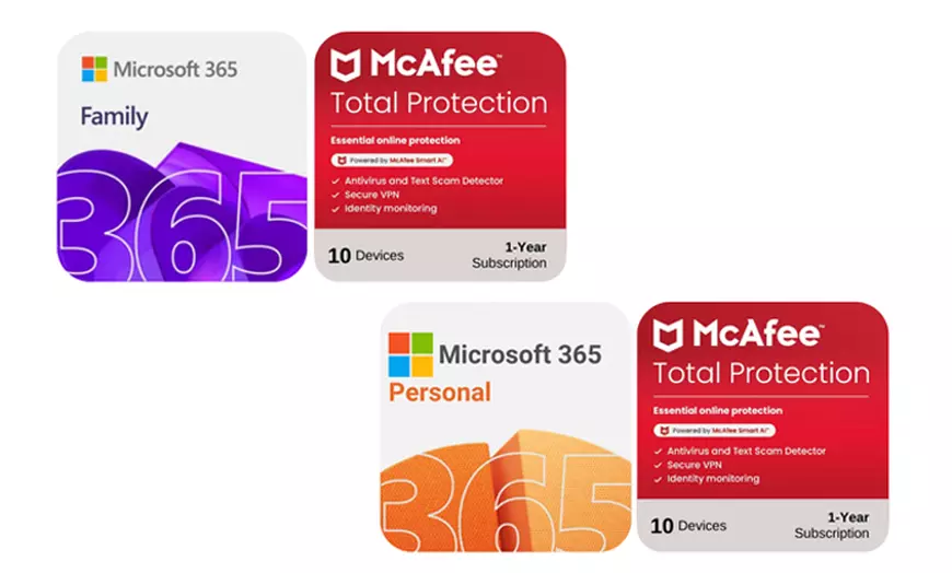 Image 1: Microsoft 365 Famille ou Personnel avec McAfee Total Protection : 1 an