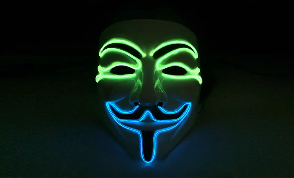 Lighted Guy Fawkes Mask in Red or Green and Blue - Second Medium