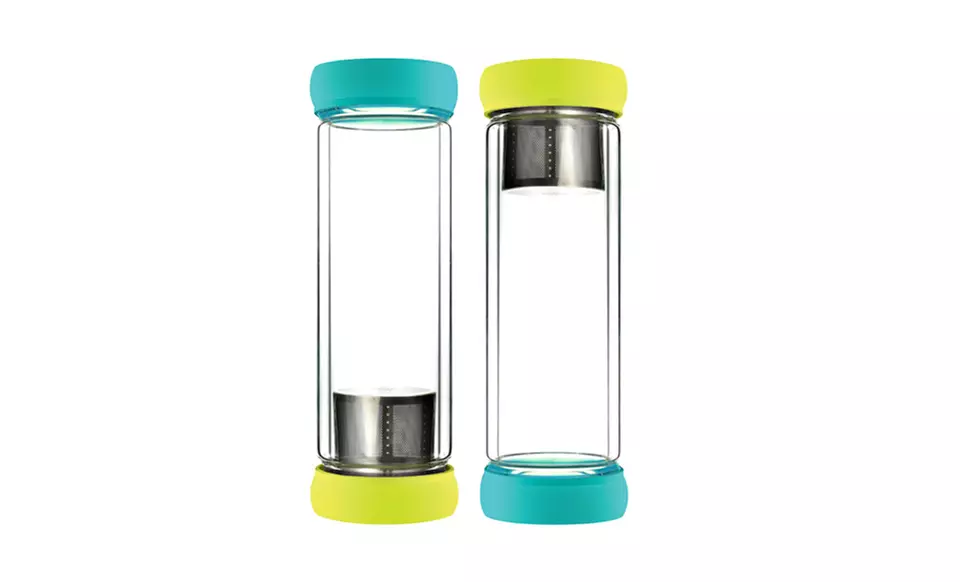 Set of Two Double Wall Glass Tea Infusers. Multiple Colors Available. Free Shipping and Returns. - Second Medium