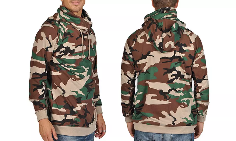 ARSNL Men's Fashion Camouflage Hoodies with Built in Scarf (Size L) - Second Medium