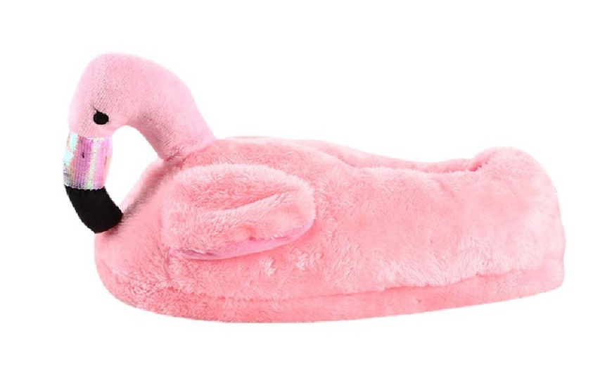 Image 9: Flamingo Plush Slippers