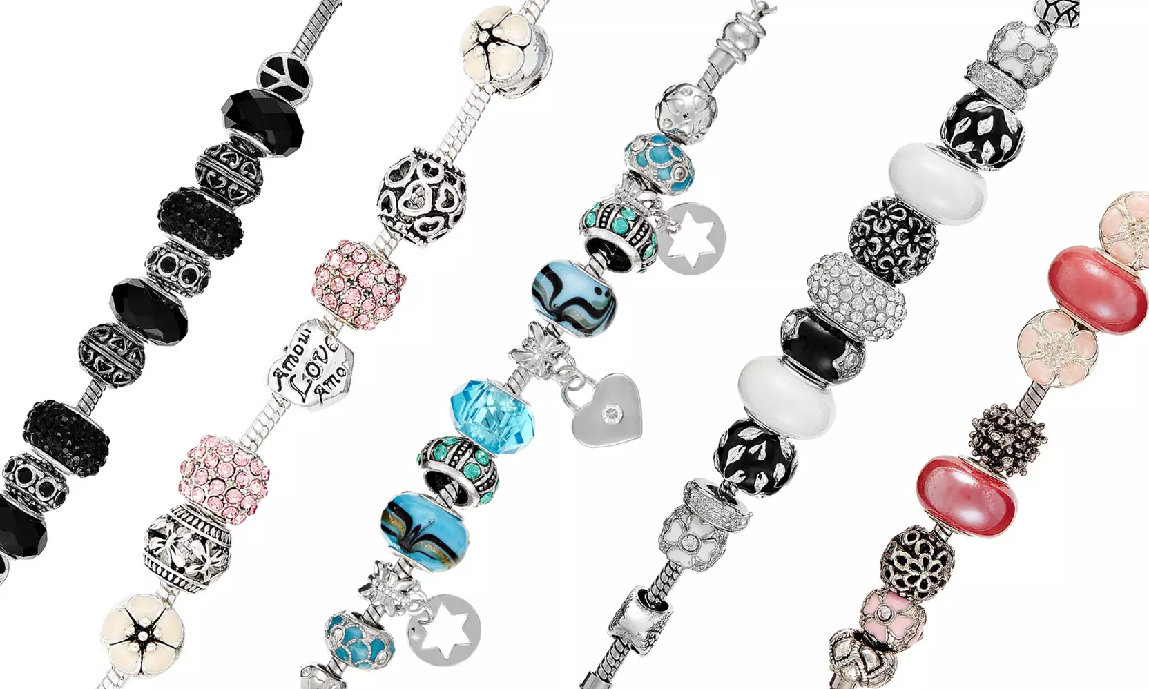 Bracciali con cristalli e charms disponibili in vari colori e modelli - Primary Image