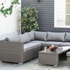 Image 5: Outsunny Six-Seater Rattan-Effect Corner Sofa Set