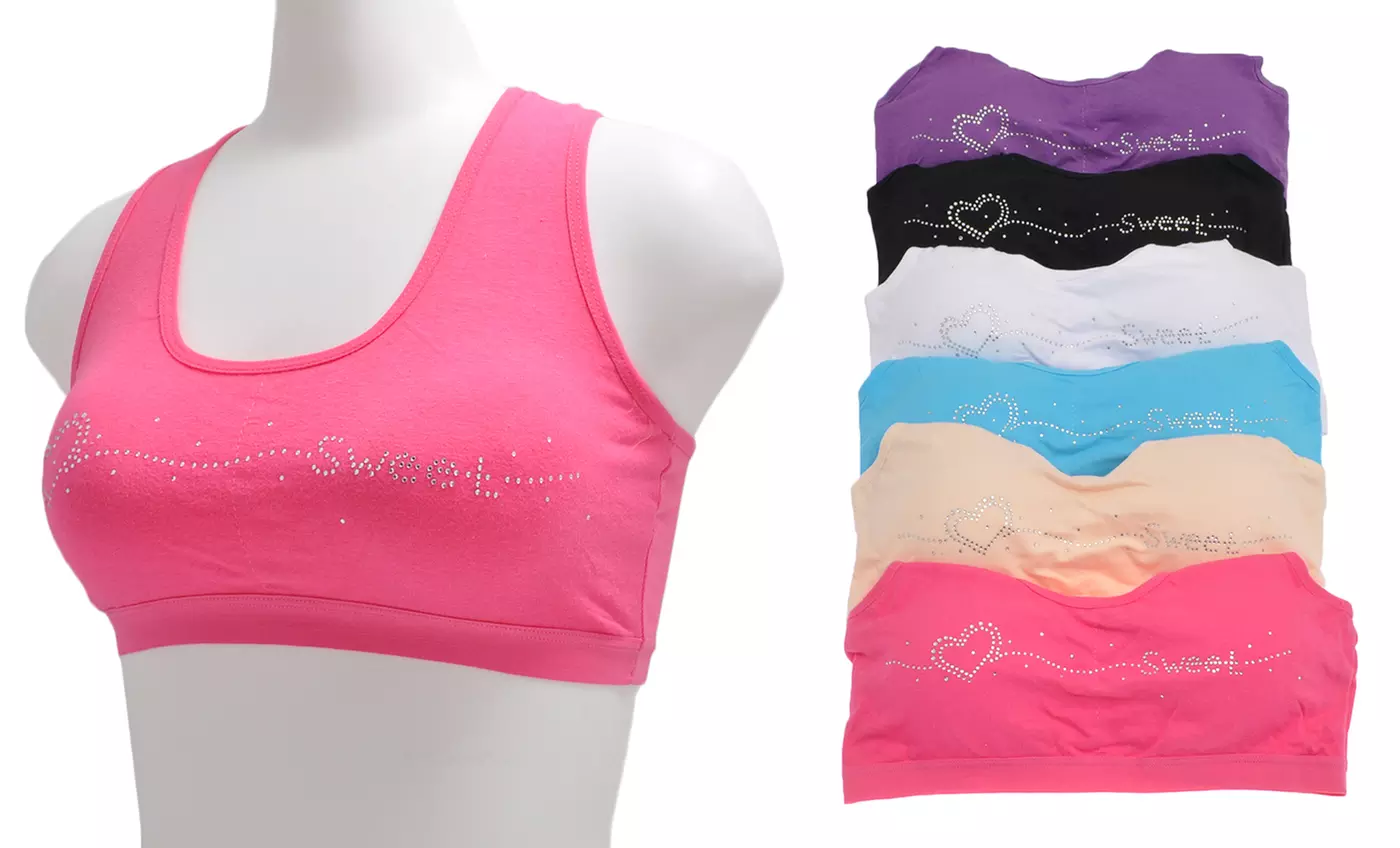 6-Pack of Angelina Girls' Cotton Training Bras - Second Medium