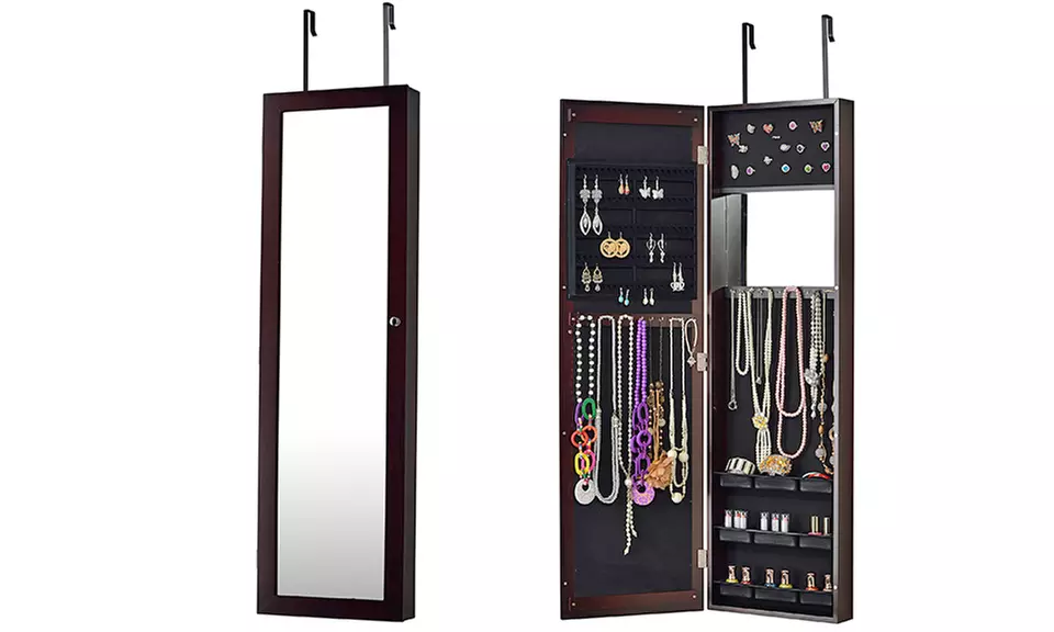 Over-the-Door Jewelry Armoire with Full-Length Mirror - Primary Image