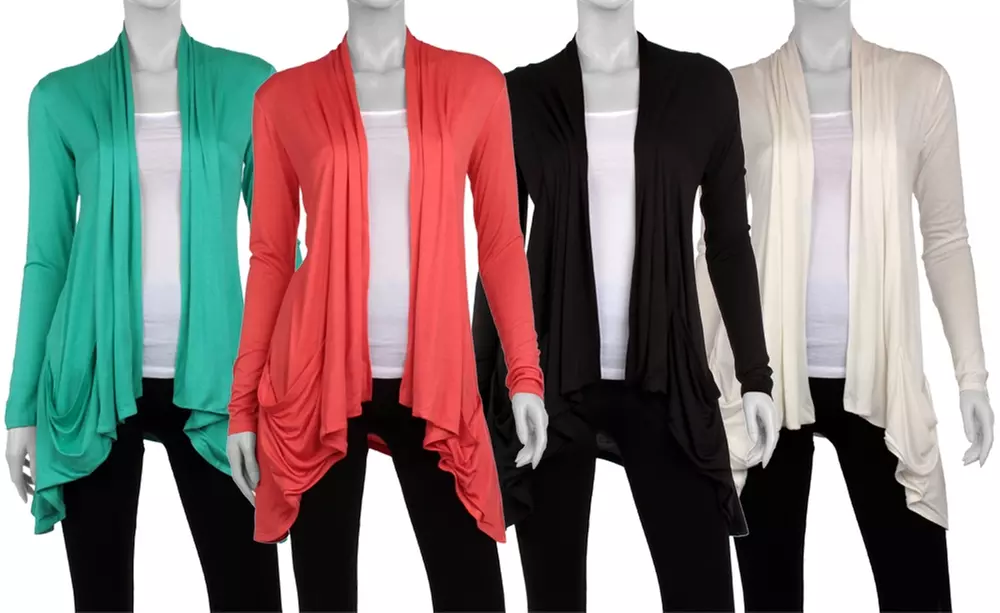 Women's Draped Cardigans with Pockets. Multiple Styles Available. Free Returns. - Primary Image