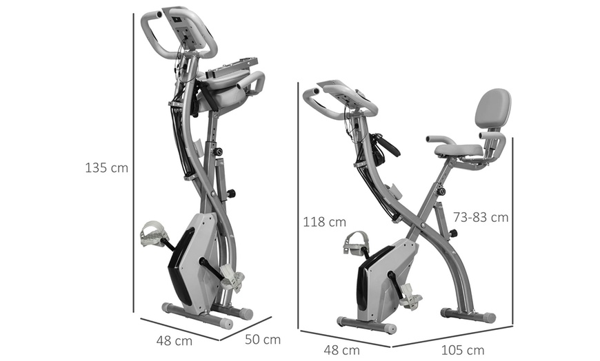 Image 13: HomCom Fold-Away Exercise Bike with 8-Level Resistance and LCD Display