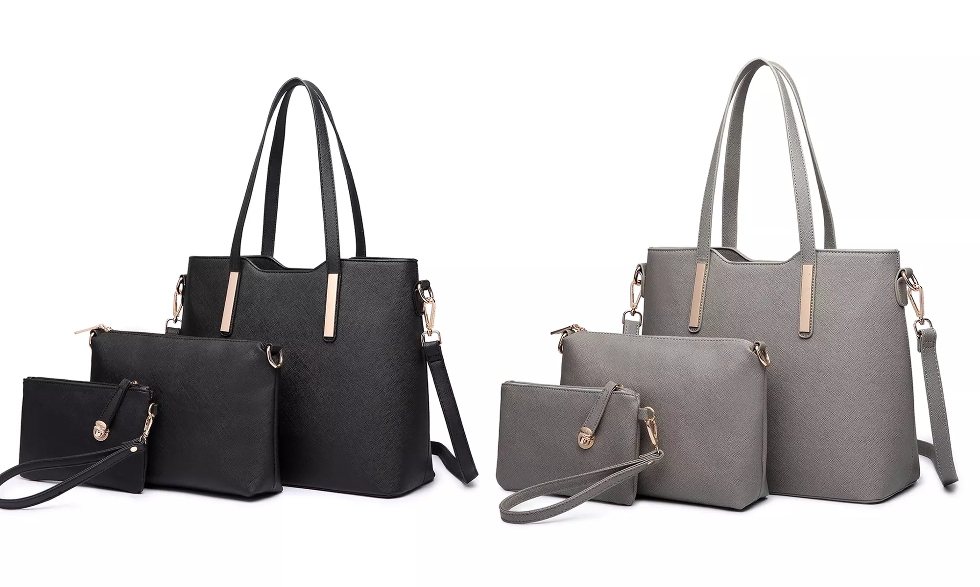 Miss Lulu 3er-Set Handtaschen in Schwarz oder Grau - Primary Image
