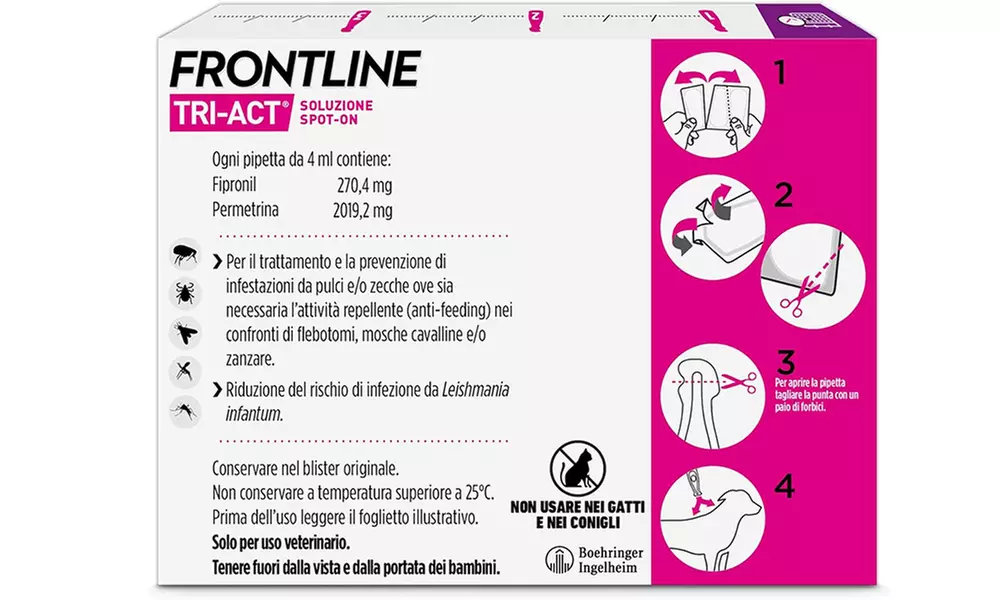 Fino a 12 pipette Frontline Tri-Act® Spot-on per cani