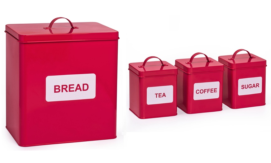 Image 3: Four-Piece Square Storage Tin Set