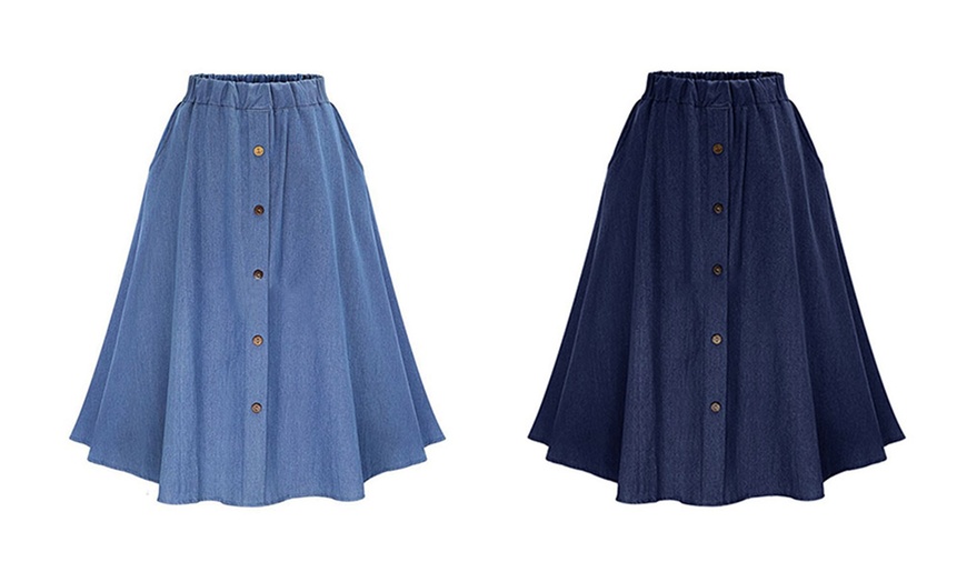 Image 4: A-Line Denim Skirt