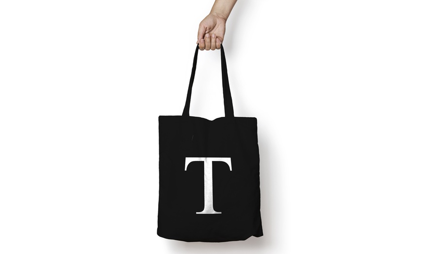 Image 21: Alphabet Letter Cotton Tote Bag