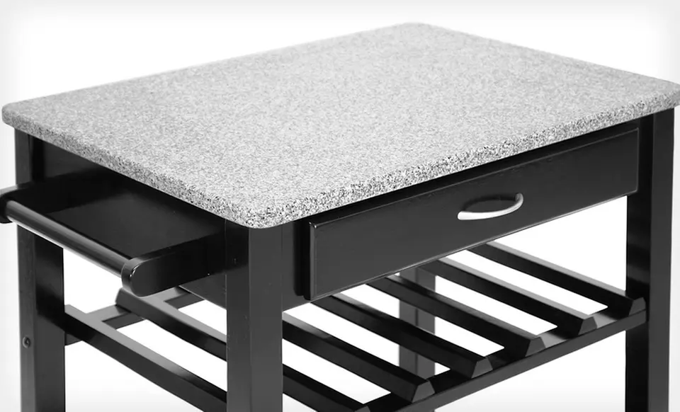 Baxton Studio Granite-Top Wheeled Kitchen Cart or Island (Up to Half Off) - Second Medium