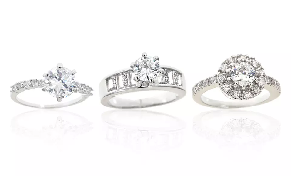 18K White-Gold-Plated Cubic Zirconia Rings. Multiple Styles Available. Free Returns. - Primary Image