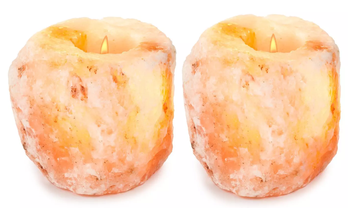 Himalayan Natural Crystal Salt Rock Candle Holder (2-Pack) - Second Medium