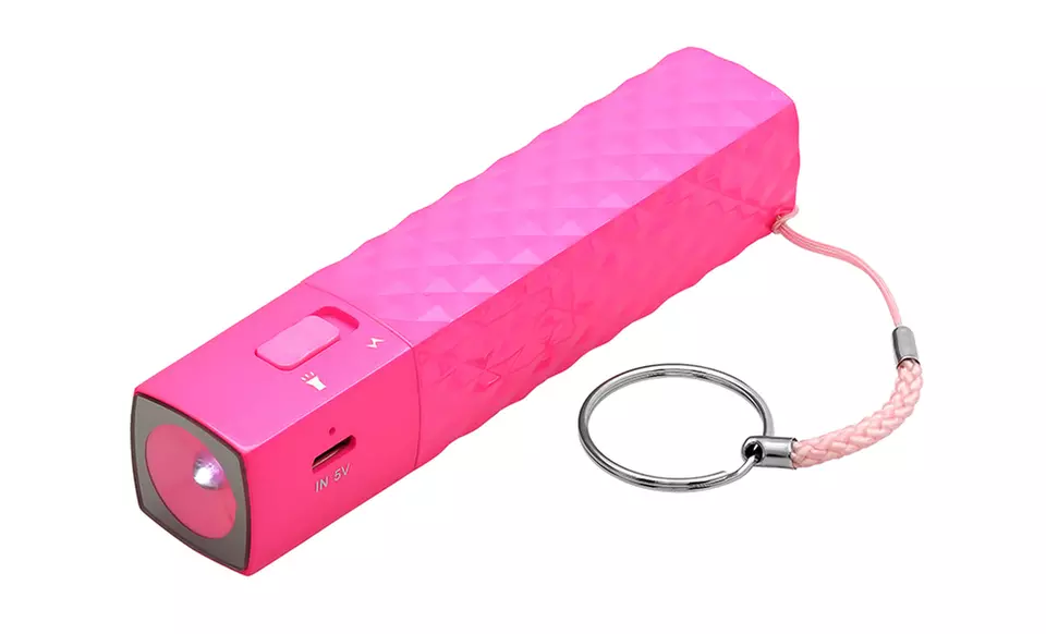 Aduro PowerUp 2600Mah Portable Backup Battery and Flashlight in Black, Pink, Purple, Silver, or Turquoise. Free Returns. - Second Medium