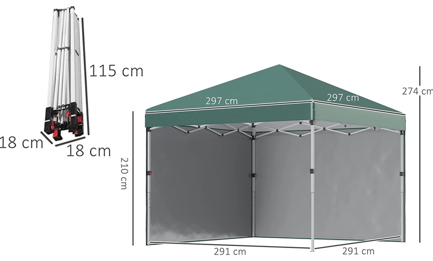 Image 5: Outsunny Pop-Up Gazebo 3x3m 