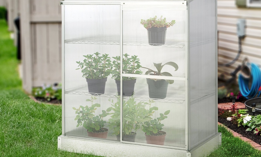 Image 21: Outsunny Polycarbonate Greenhouse