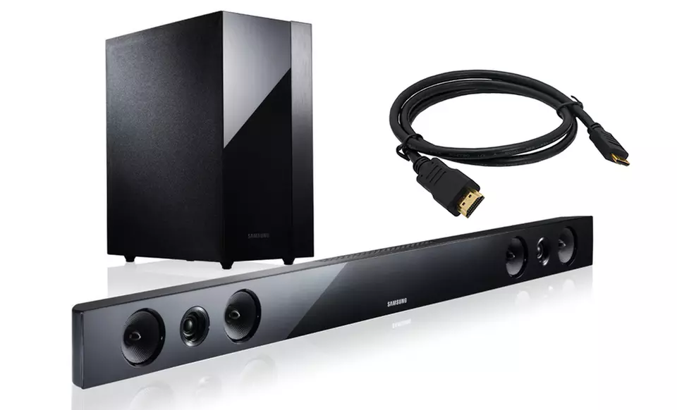 Samsung Sound Bar with Bluetooth, Wireless Subwoofer, and HDMI Cable - Primary Image