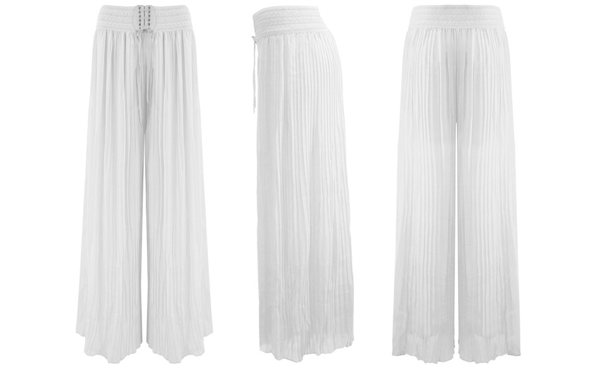 Image 5: Pleated Chiffon Palazzo Trousers or Maxi Skirt with Woven Waist