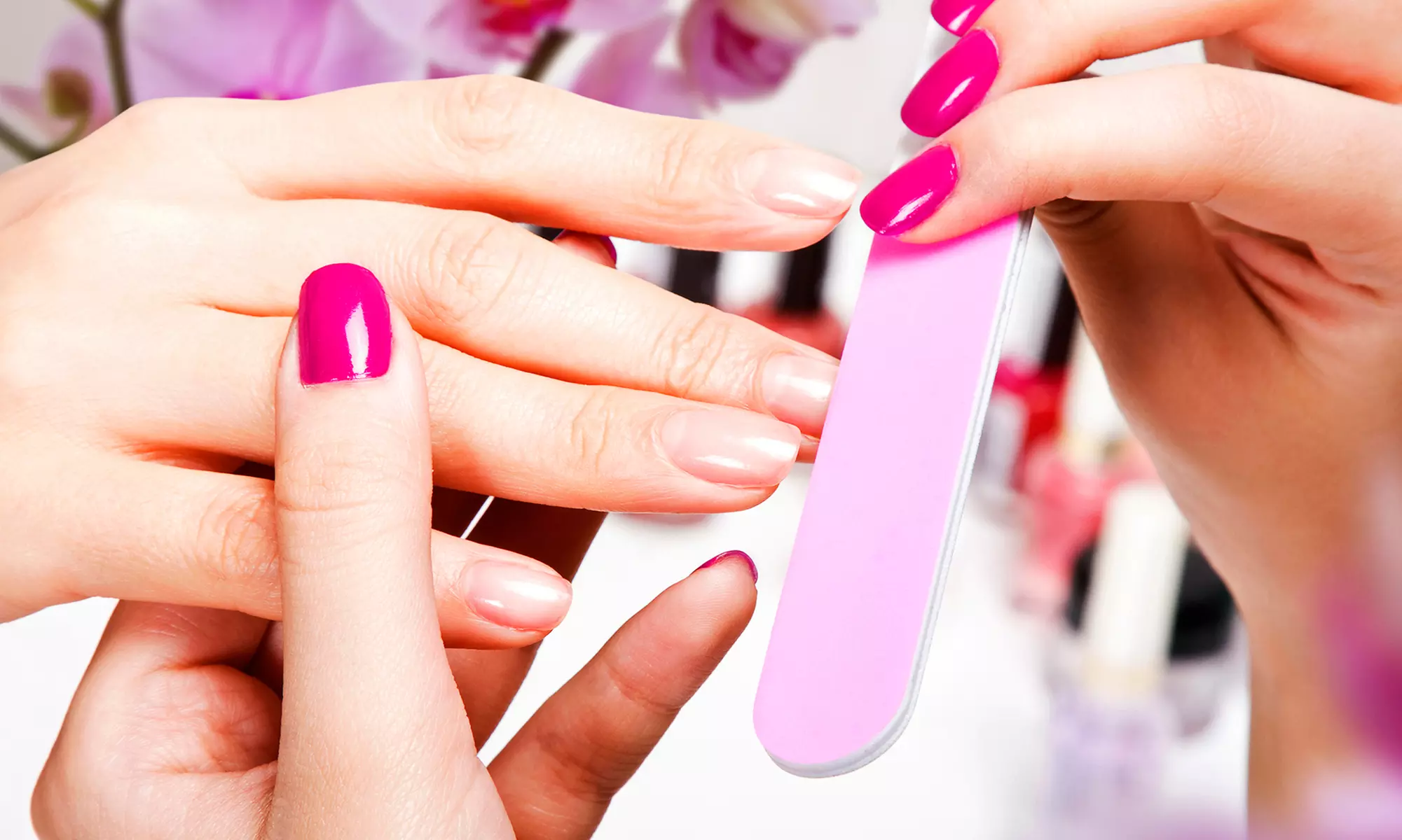 One, Two, or Three Regular, Keratin, or Gel Mani-Pedis at Finger Fitness Nail Salon (Up to 55% Off)  - Primary Image