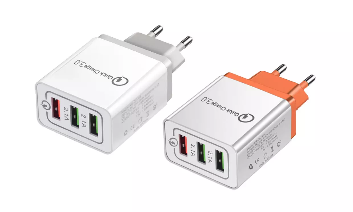 1x oder 2x USB-Schnell-Ladegerät mit 3 USB-Ports