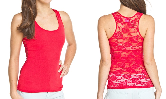 Plus Size Lace Back Tank Tops Groupon Goods