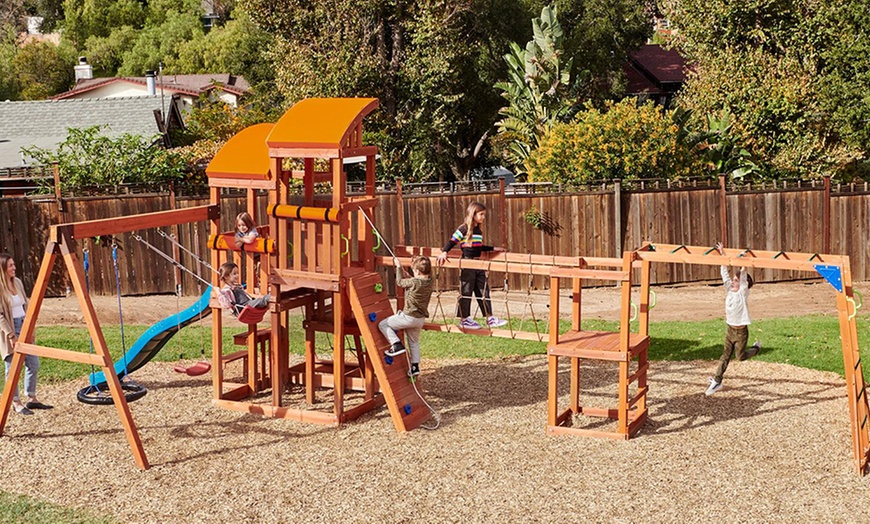 Image 1: Little Tikes Real Wood Adventures Bobcat Ridge Frame Playground