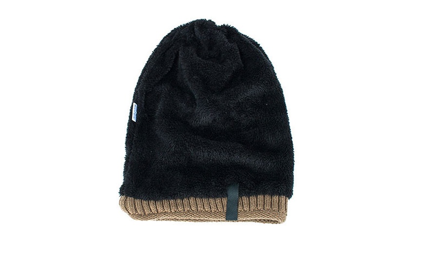 Image 6: Gorro de punto forrado de polar para hombre