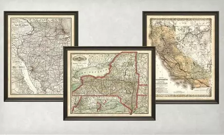 $99 for a Framed Vintage State or District Map ($276 List Price). 10 Maps Available. Free Shipping. - Primary Image