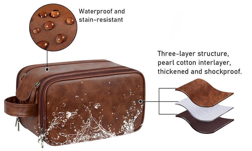 Image 14: Travel in Style With Personalized Vegan-Friendly Leather Toiletry Bag (Up to $maximum_of_discount_percentage Off)