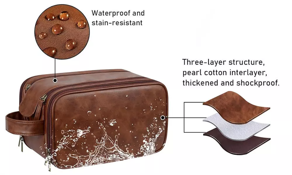 Travel in Style With Personalized Vegan-Friendly Leather Toiletry Bag (Up to 87% Off)